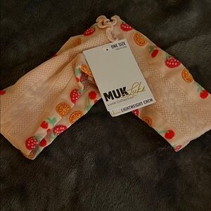 Muk Luks Kids Fruit Print Socks peach orange snd pink